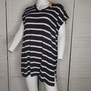 V-Neck Cap Sleeve Striped Shirt Size Small NWT